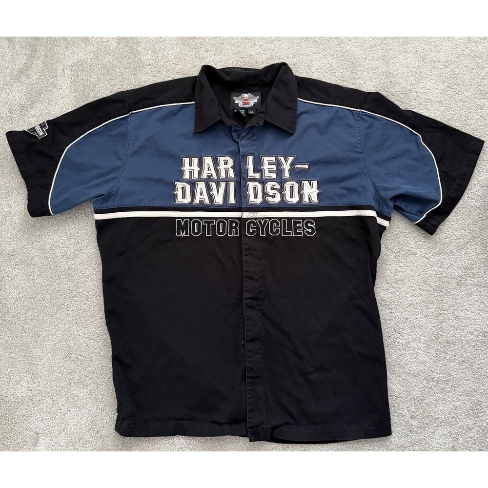 Vintage Harley-Davidson Mens 2XL Short Sleeve Button Up Mechanic Shirt